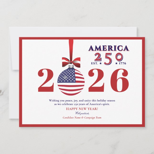 Amerikanska 250 Red Patriotic jul Sponsor Donor Julkort (Framsida)