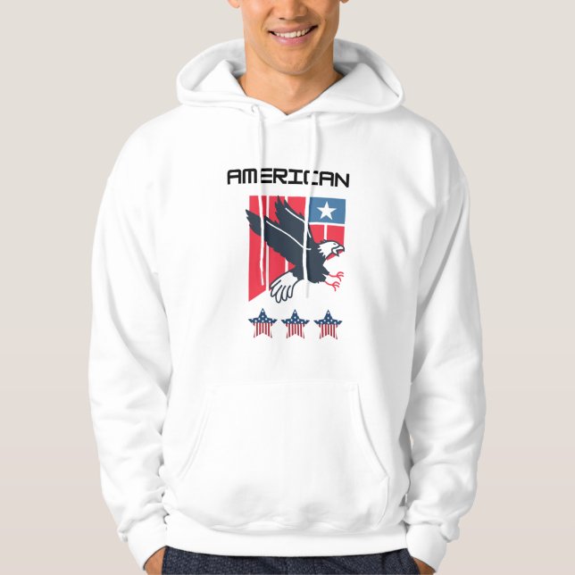 Amerikanska 3-stjärniga Hoodie - Patriotic USA fla (Framsida)