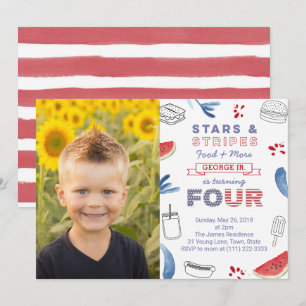 Amerikanska 4e födelsedagen Cookout-Födelsedagsfes Inbjudningar