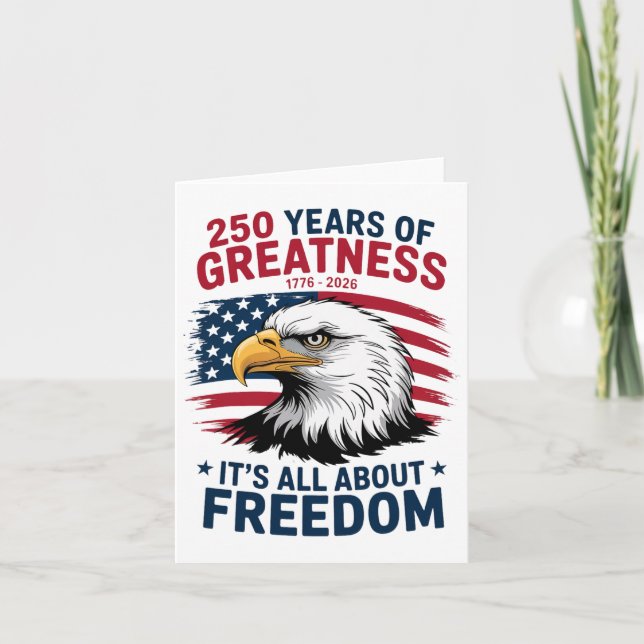 Amerikanska ageln - 250-årsdagen 4 juli kort (Framsida)