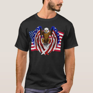 Amerikanska ageln på den amerikanska flagga t shirt