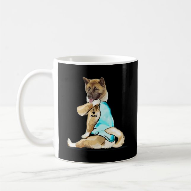 Amerikanska-Akita Hund I Kärlek Mamma Tattoo Ameri Kaffemugg (Vänster)