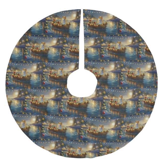 Amerikanska Akita-julfesten Voyage Julgransmatta Borstad Polyester (Framsidan)