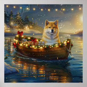Amerikanska Akita-julfesten Voyage Poster