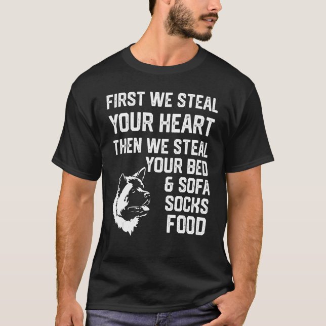 Amerikanska Akita Steal Ditt hjärta stjäl ditt brö T Shirt (Framsida)