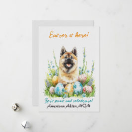 Amerikanska Akita Watercolor Påsk Hund Mamma Pappa Julkort
