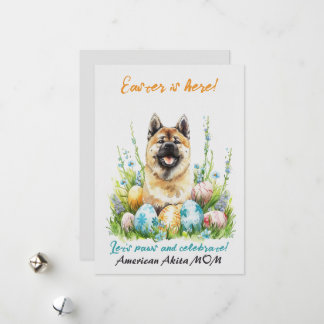 Amerikanska Akita Watercolor Påsk Hund Mamma Pappa Julkort