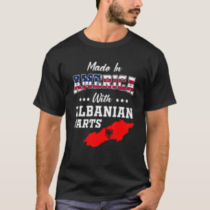 Amerikanska albanska delar Albanien Karta USA flag T Shirt