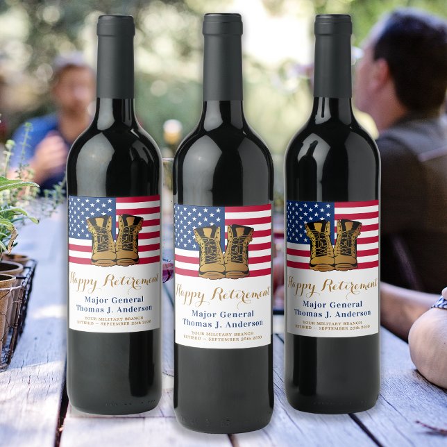 Amerikanska amerikanska Flagga Boots Pension Party Vinflaska Etikett (Skapare uppladdad)