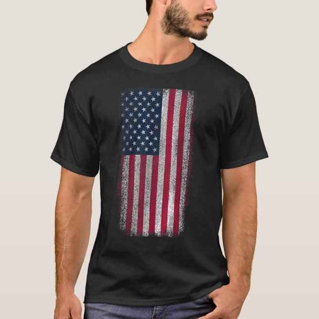 Amerikanska amerikanska Flagga Patriotic Distress  T Shirt (Framsida)