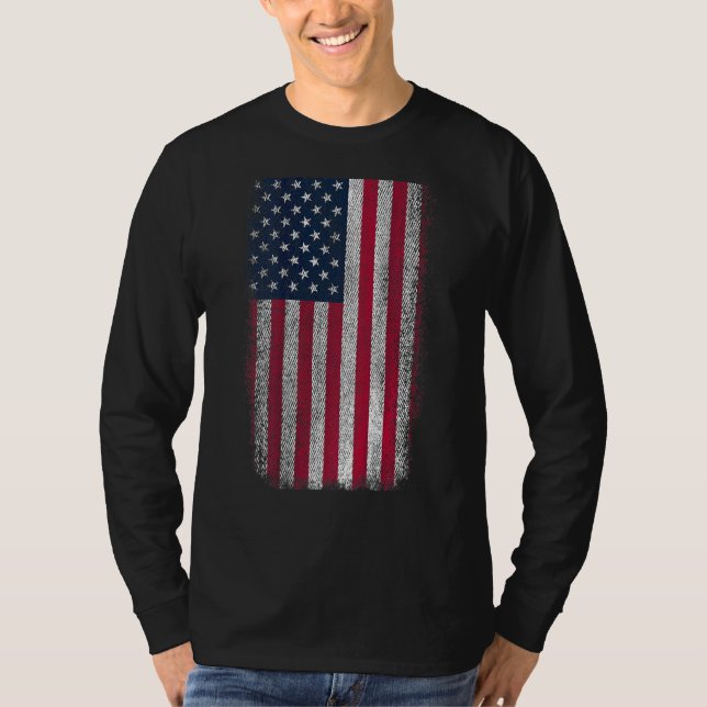 Amerikanska amerikanska Flagga Patriotic Distress  T Shirt (Framsida)