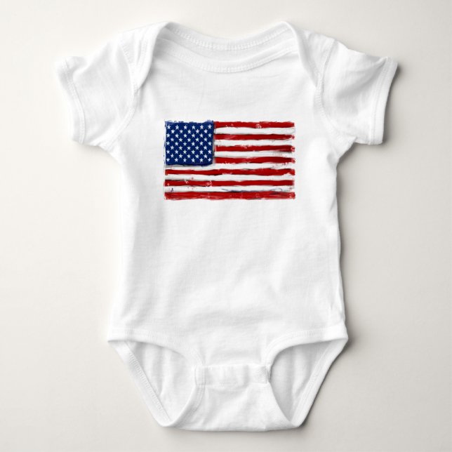 Amerikanska amerikanska flagga-skjortan baby en bi t shirt (Framsida)