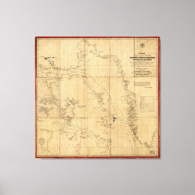 Amerikanska arktiska expeditionen Karta (1853) Canvastryck (Framsida)