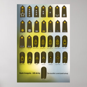Amerikanska armén för enhetlig militär rank Insign Poster