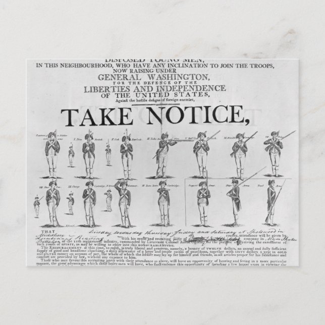 Amerikanska arméns rekrytering visar olika positio vykort (Framsida)