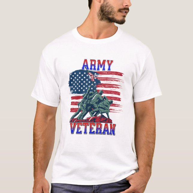 Amerikanska arméns veteran Flagga Raising Tribute T Shirt (Framsida)