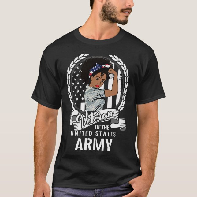 Amerikanska arméns veteran Woman Black Us Girl T Shirt (Framsida)