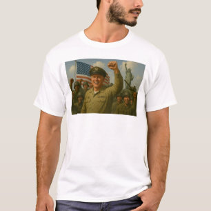 Amerikanska arméöverste Stands Stark med trupper T Shirt