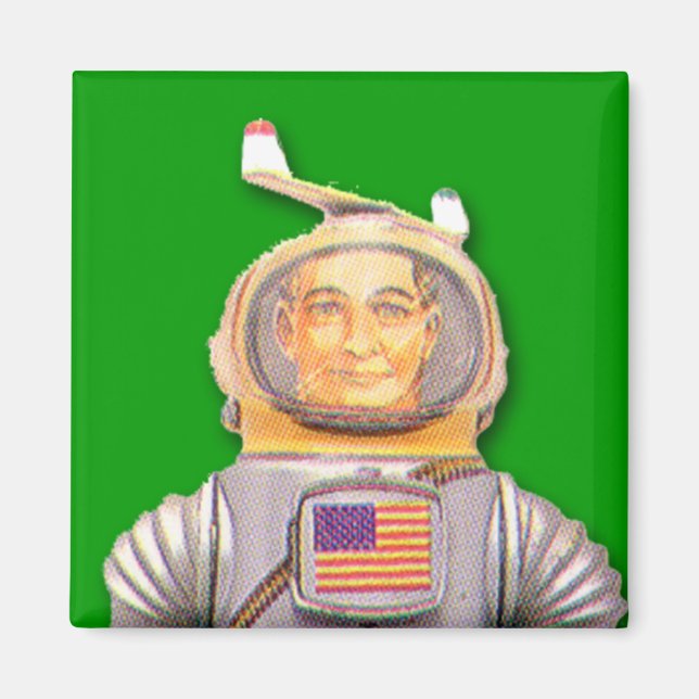 Amerikanska Astronaut Leksak Robot Square Magnet (Framsidan)