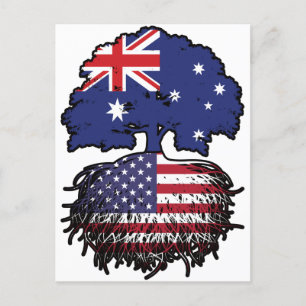 Amerikanska Australien Australien Träd Roots Flagg Vykort