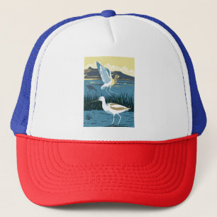 Amerikanska Avocet i Underbara Salt Sjö i Utah WPA Keps