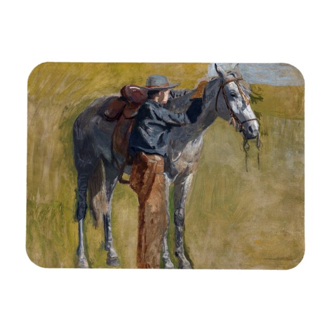 Amerikanska Badlands: Gammala västern Cowboy med H Magnet (Horisontell)