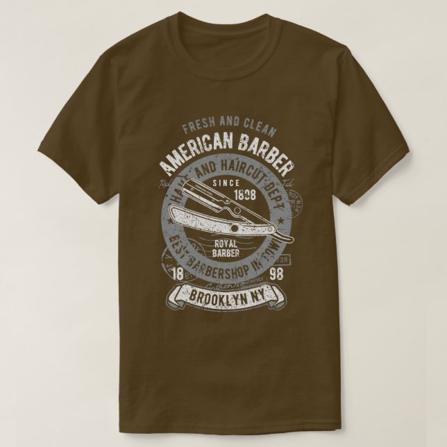 Amerikanska Barber Fresh and Clean T Shirt (Design framsida)