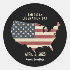 Amerikanska befrielsedagen den 2 april 2025 Firand Runt Klistermärke