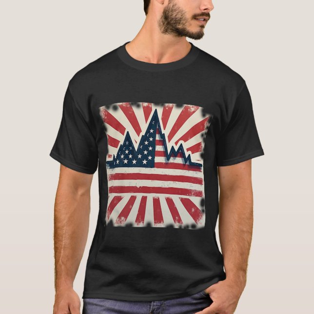 Amerikanska bergen och solsprängare t shirt (Framsida)