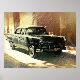 Amerikanska bilar i Havanna, Kuba poster