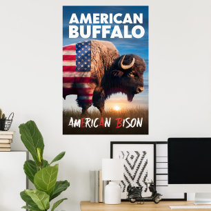 Amerikanska bison står i fält poster
