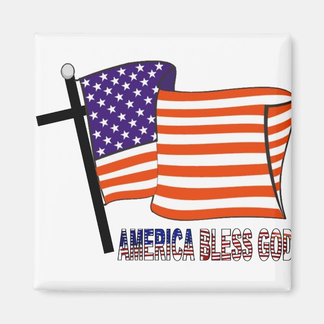 Amerikanska Bless Gud Magnet (Framsidan)