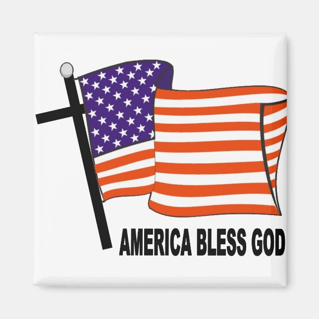 Amerikanska Bless Gud Magnet (Framsidan)