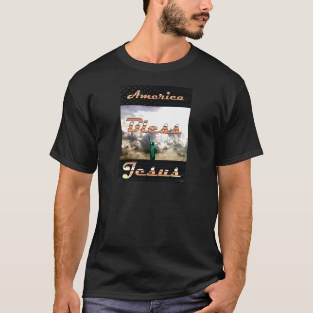 Amerikanska Bless Jesus T Shirt (Framsida)