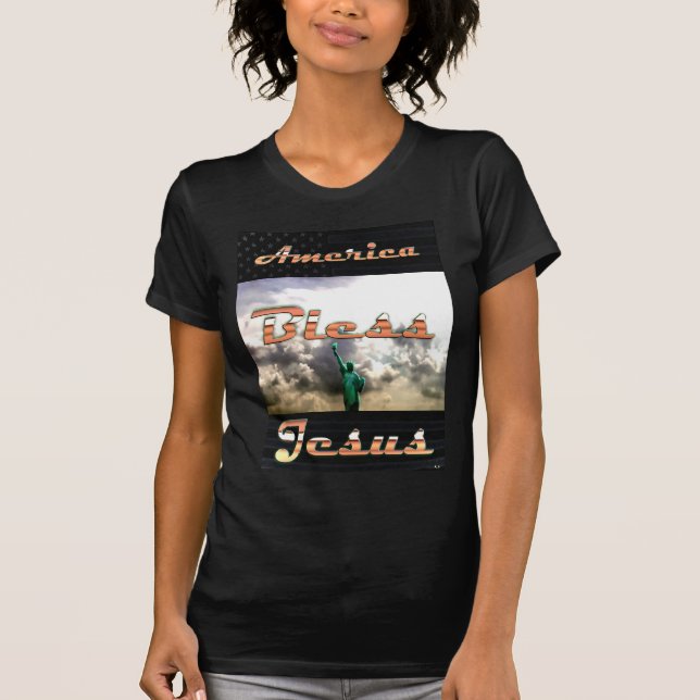 Amerikanska Bless Jesus T Shirt (Framsida)