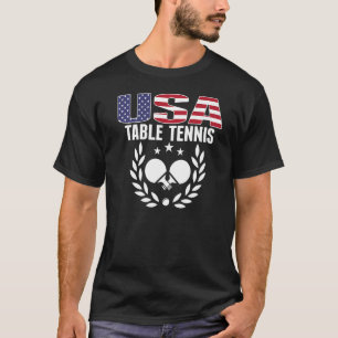 Amerikanska Bord Tennis USA flagga Ping Pong Suppo T Shirt
