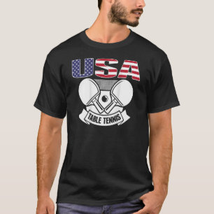 Amerikanska Bord Tennis USA flagga Support Ping Po T Shirt