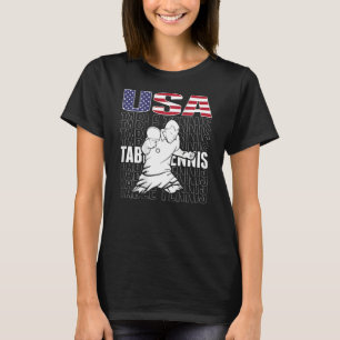 Amerikanska Bord Tennis USA flagga Support Ping Po T Shirt