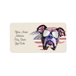Amerikanska Boxer-Hund Adressetikett