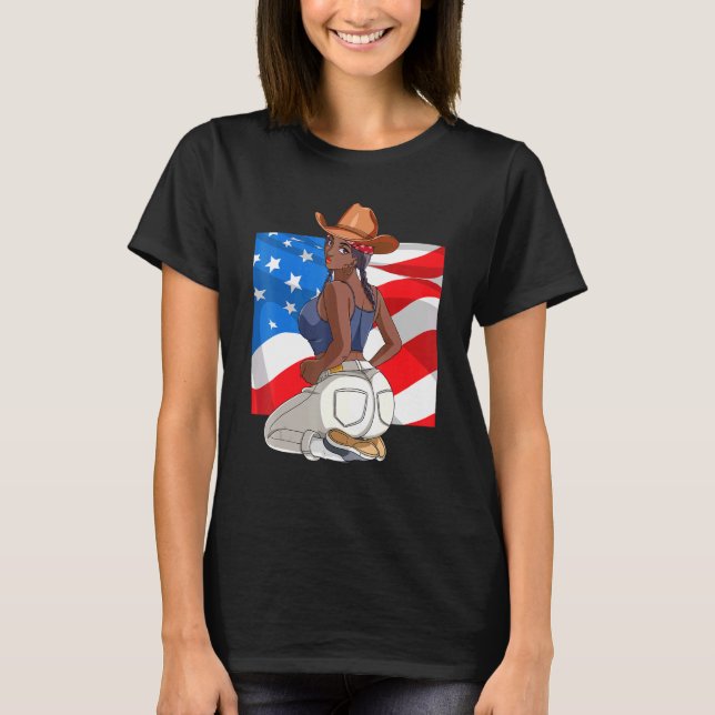 Amerikanska Braids 4:e juli Black American T Shirt (Framsida)