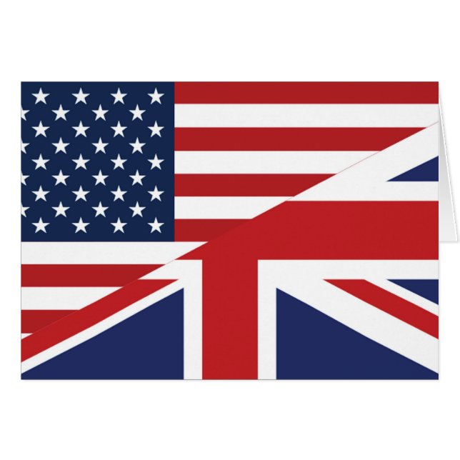 Amerikanska - British Combined Flagga Hälsningskort (Framsidan Horizontal)