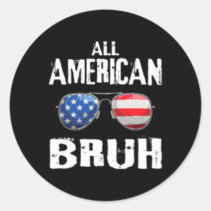 Amerikanska bruh 4:e juli Boys Patriotic Tonåringa Runt Klistermärke