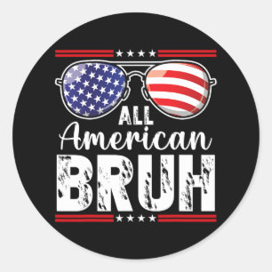 Amerikanska bruh 4:e juli Boys Patriotic Tonåringa Runt Klistermärke