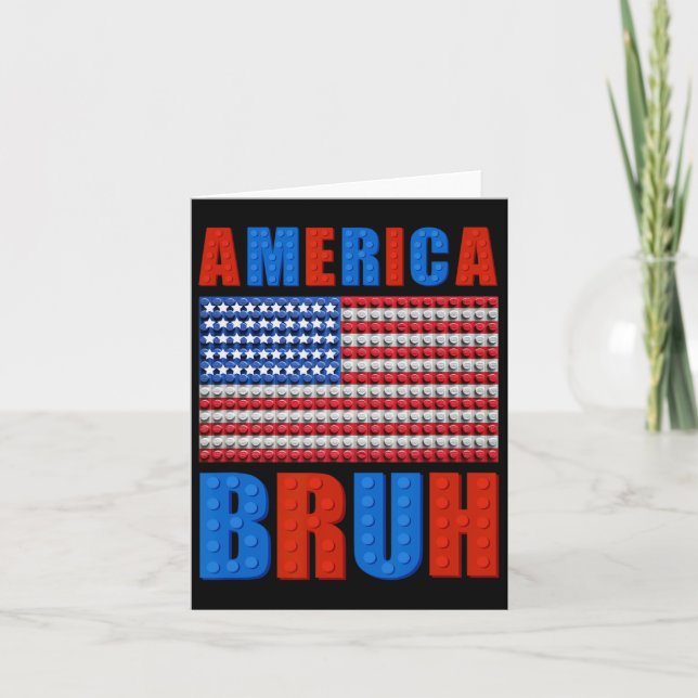 Amerikanska bruh-Byggande bricks Flagga 4:e juli M Kort (Framsida)