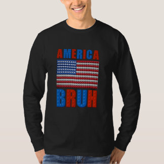 Amerikanska bruh-Byggande bricks Flagga 4:e juli M T Shirt