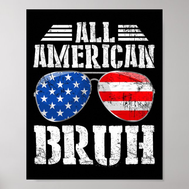Amerikanska Bruh Lycklig 4:e juli Boys Patriotic U Poster (Framsidan)