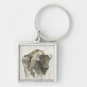 Amerikanska Buffalo I Fyrkantig Silverfärgad Nyckelring