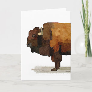 Amerikanska Buffalo-kort (Bison) för vattenfärgshä Kort