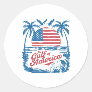 Amerikanska Bukt-of-us Retro Vintage Beach USA fla Runt Klistermärke