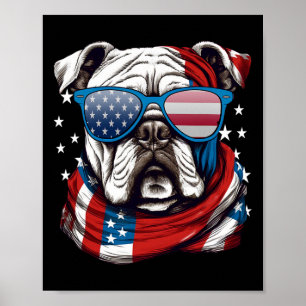 Amerikanska bulldog Patriotic 4:e juli-Hundälskare Poster